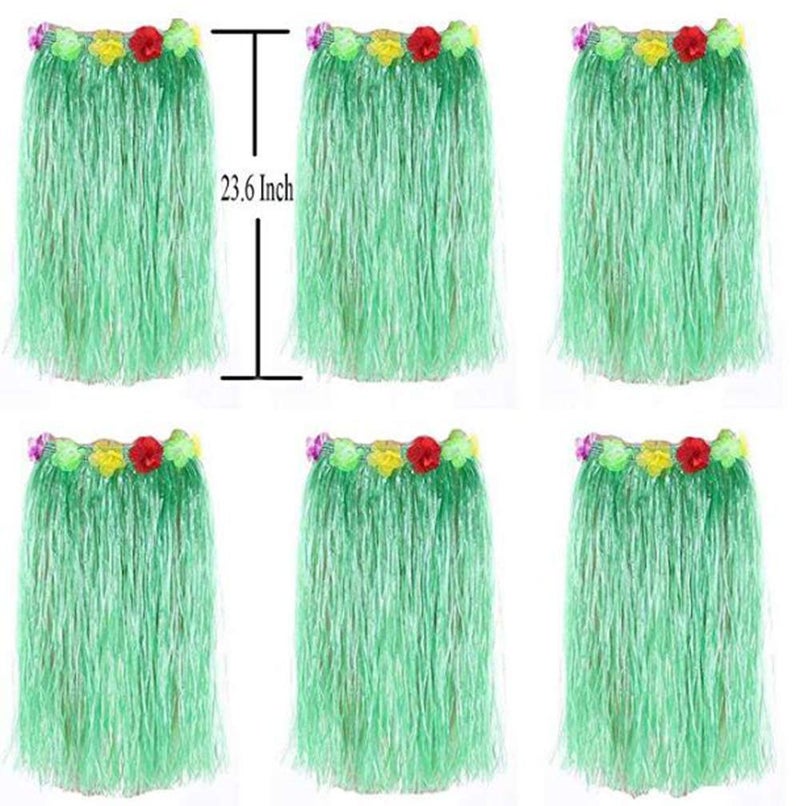 NEWCREATIVETOP 24" Adult's Flowered Luau Hula Skirts Pack of 6,Assorted Colors - Image 3